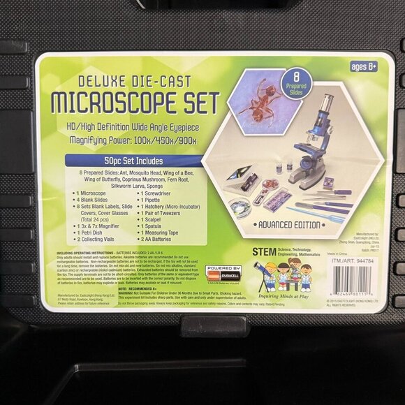 Deluxe Die-Cast Microscope Set 50-Piece Ages 8+ Magnification 100x/450x/900x - Picture 3 of 7